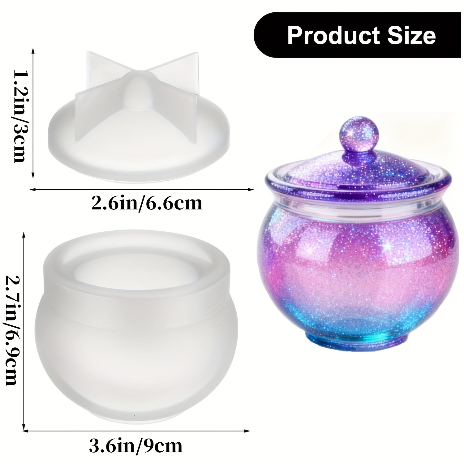 蓋付きの丸い樹脂製缶型1セット、DIYジュエリー収納ボックス - Resin Art Case のレビューと価格