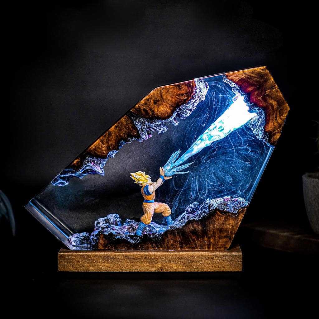 悟空カメハメハエポキシ樹脂LEDナイトライト、ドラゴンボール - Resin Art Goku のレビューと価格