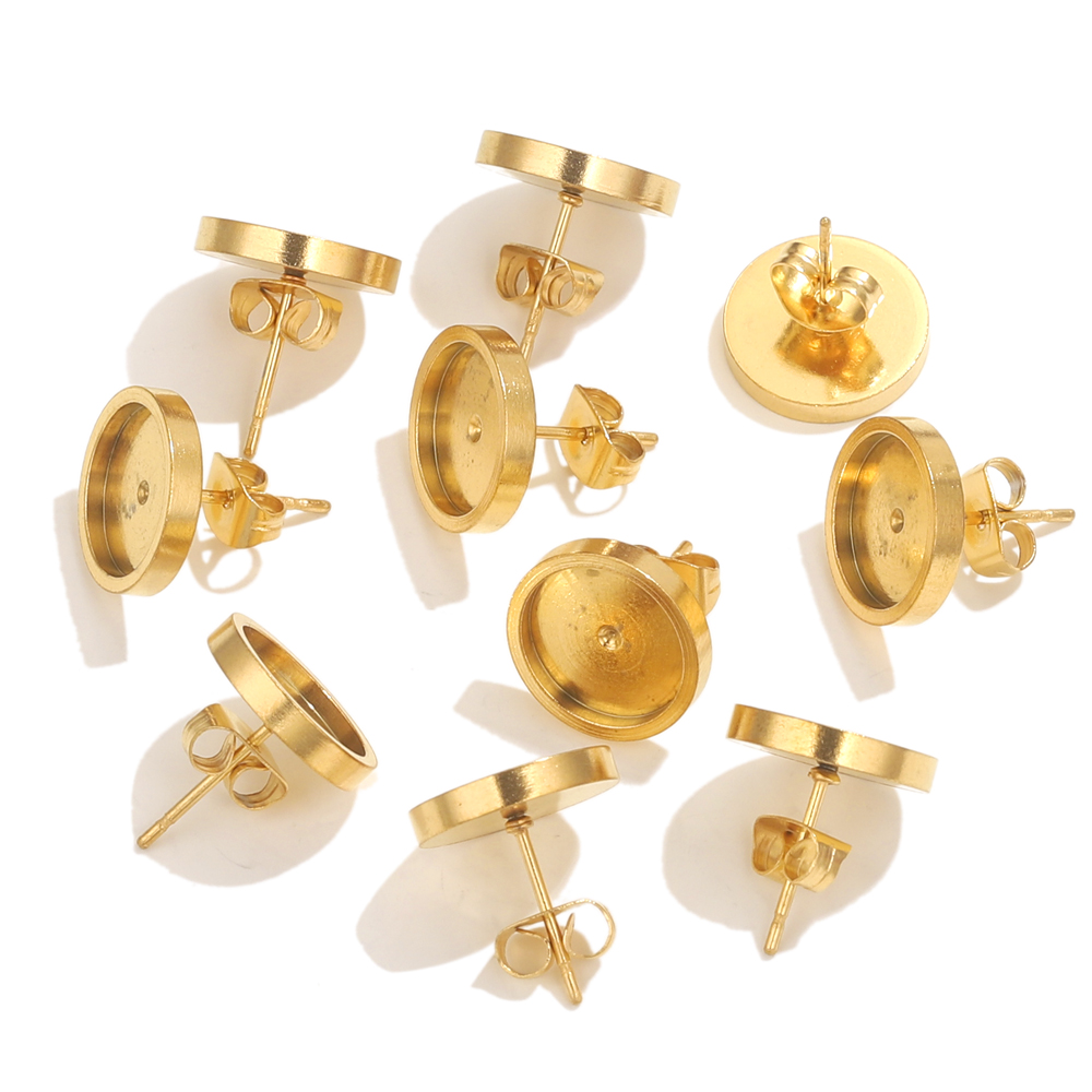 10 個ステンレス鋼ゴールドイヤリングスタッドバックカボショ - Resin Art Jewelry Kit のレビューと価格