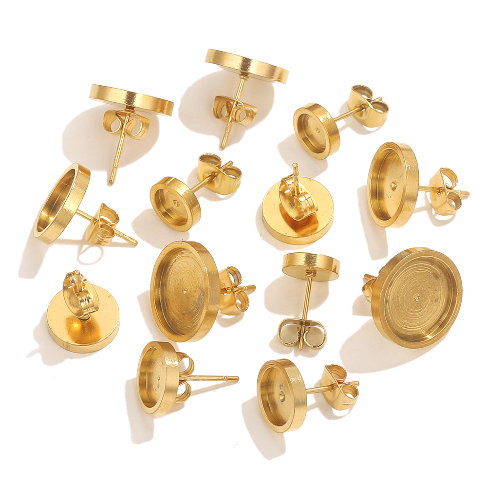 10 個ステンレス鋼ゴールドイヤリングスタッドバックカボショ - Resin Art Jewelry Kit のレビューと価格